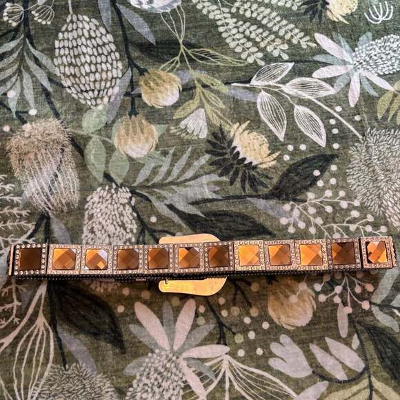 Blazin Roxx Women\'s Black Leather Western Belt with Amber Stones and Rhinestones main image 5